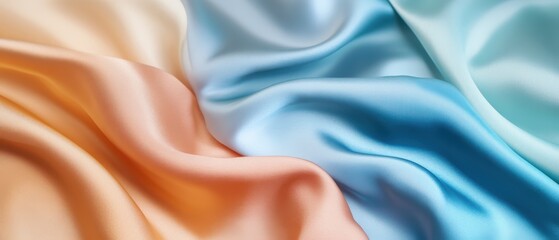Silk fabric texture close-up in pastel colors, elegant smooth satin drapery for fashion, interior design, and luxury lifestyle concepts.