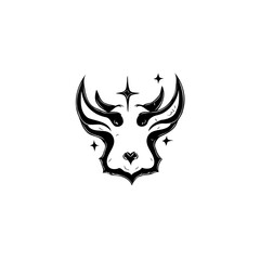 Abstract horned creature with star accents on a minimalist background
