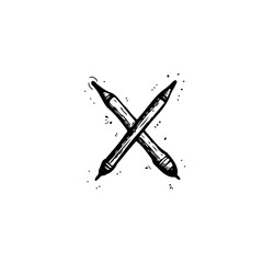 Stylized crossed pencils illustration showcasing artistic tools and creativity