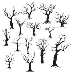 Vector dead tree collection of silhouettes design