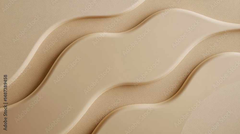 Poster abstract design with undulating beige shapes.