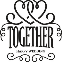 Together Happy Wedding (Heart Frame)