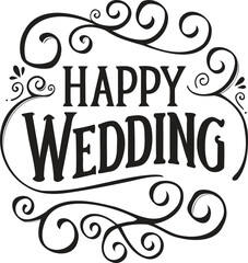 Happy Wedding (Curved Script)