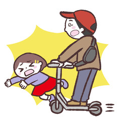 キックボードと子供の事故のイラスト