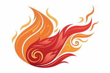 Create a dynamic vector illustration of a flame, vividly depicting thermal energy's movement and intensity.  Focus on vibrant color gradients and fluid lines.