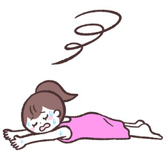倒れる女性のイラスト