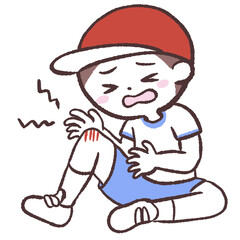 足を怪我した子供のイラスト