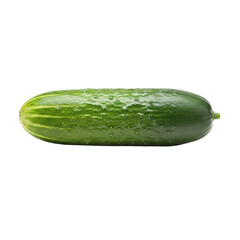 Healthy green cucumber with smooth texture and round slices on transparent background, useful for vegan recipes, meal planning, and design elements.