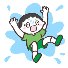 溺れる男の子のイラスト