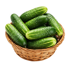 Cucumber with skin and peeled version side by side on transparent background, excellent for food comparisons, diet planning visuals, and recipe content.
