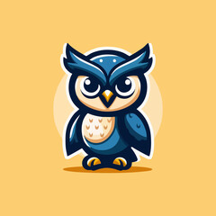Mascot Owl Character Cartoon Vector Illustration for Logo Clipart Animal Wildlife Emblem Badge Creative Adorable Funny Modern Graphic Print Decorative Cute Forest Symbol Feather Eyes Wings

