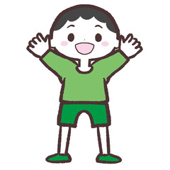 万歳する男の子のイラスト