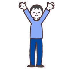 万歳する男性のイラスト