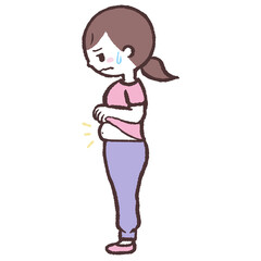 お腹が気になる女性のイラスト