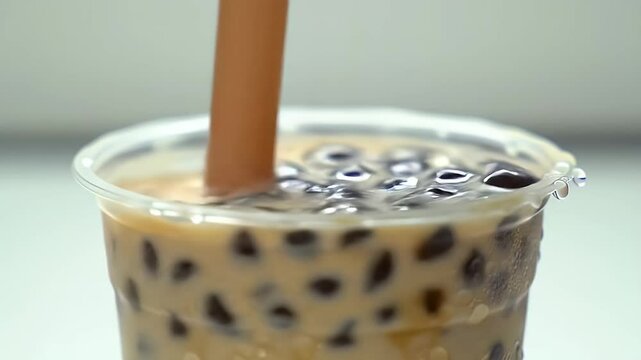 Bubble milk tea with tapioca pearls