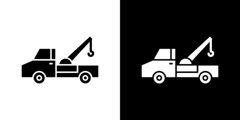 Tow truck icon in solid flat trendy design style.