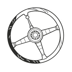 Obraz premium Steering wheel icon black on white background. Adobe Illustrator Artwork