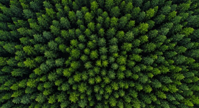 Dense green forest from above aerial view - Powered by Adobe