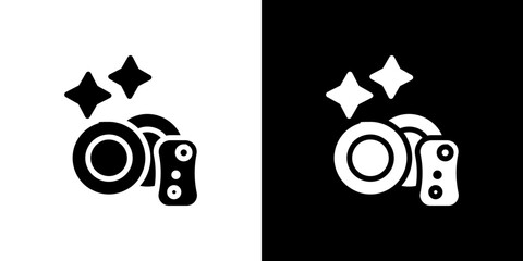 Washing dishes icon in solid flat trendy design style.