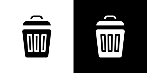 Trash icon in solid flat trendy design style.