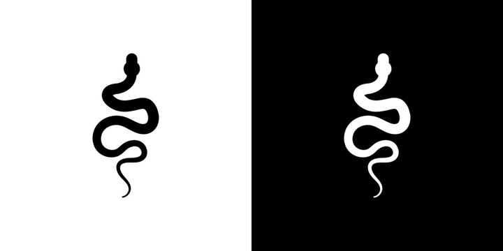 Snake icon in solid flat trendy design style.