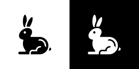 Rabbit icon in solid flat trendy design style.