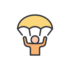 Cartoon Man With Parachute Icon On A Transparent Background
