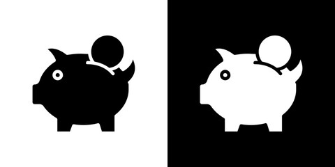 Piggy bank icon in solid flat trendy design style.