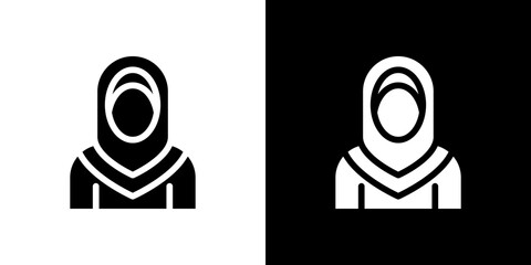 Muslim woman icon in solid flat trendy design style.