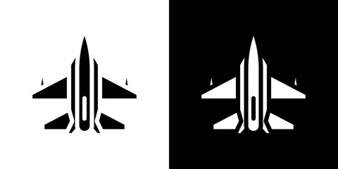Military aircraft icon in solid flat trendy design style.