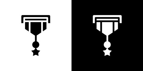 Military medal icon in solid flat trendy design style.