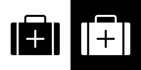 Medical aid kit icon in solid flat trendy design style.