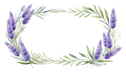 Fototapeta premium Elegant Lavender Floral Frame with Greenery for Invitations, Cards, and Design Projects