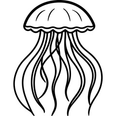 Luminous Jellyfish line art vector
