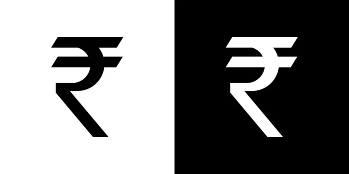 Indian rupee icon in solid flat trendy design style.