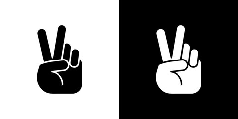 Hand peace icon in solid flat trendy design style.