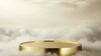 Golden platform on a cloud-like background.