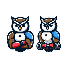 Owl mascot animal cartoon logo template for predator nocturnal bird, cute wise wings character illustration, bigeyes vector emblem, wildlife nature badge, flat modern creative expressive design