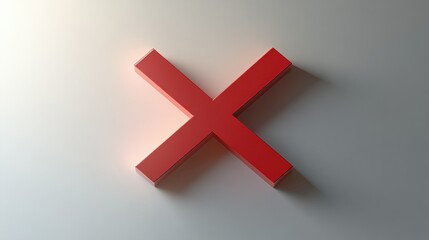 Obraz premium Red Cross Symbol on Minimalist Background for Error Concept