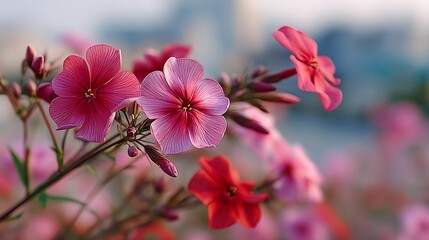 Obraz premium Pink phlox blossoms gracefully bloom