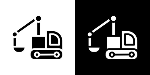 Excavator icon in solid flat trendy design style.