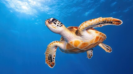 Obraz premium Majestic Sea Turtle Underwater, Ocean Wildlife