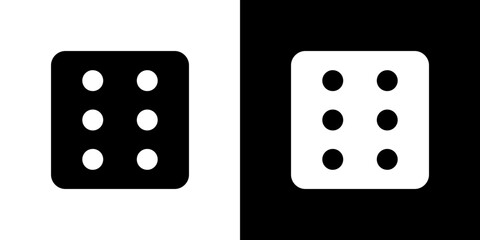 Dice six icon in solid flat trendy design style.