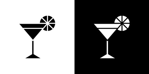 Citrus Martini glass icon in solid flat trendy design style.