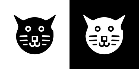 Cat icon in solid flat trendy design style.