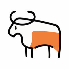 illustration of various animals with orange line art concept