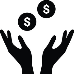 Obraz premium Two hands are catching money coins; a symbol of receiving funds