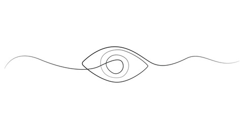 Obraz premium one continuous line drawing of eye.single line vector illustration of human eye organ.