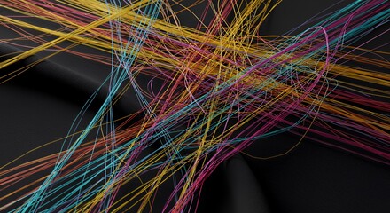 Colorful String on Dark Fabric