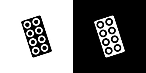 Blister drug pack icon in solid flat trendy design style.
